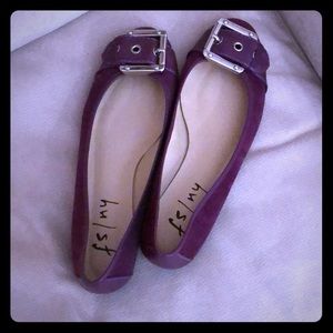 Plum Colored Ballet Flats with Buckle